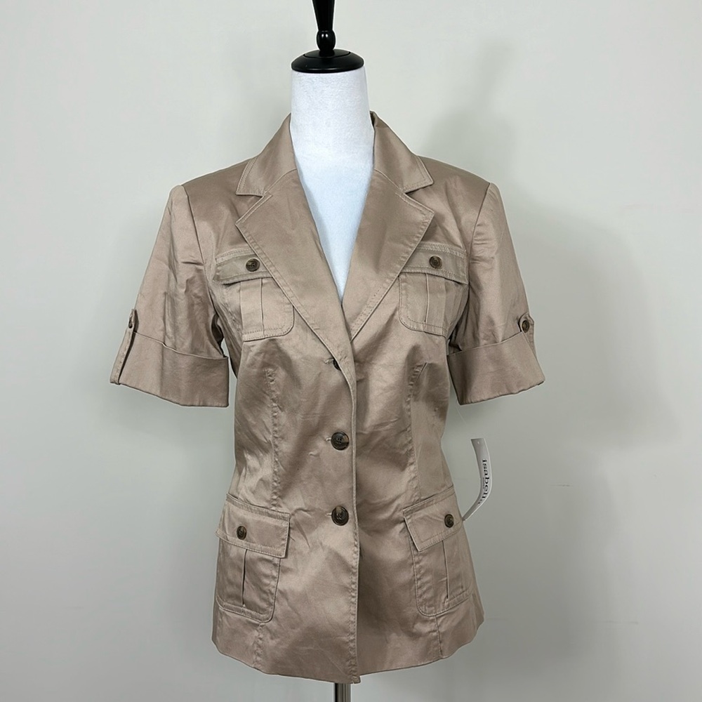 Isabella suits Beige Short-Sleeve Safari Jacket with Lining Size 10